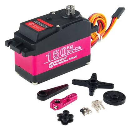 150KG DS51150 Digital Servo Full Metal Gear RC Servo 180 Degree Waterproof IP67 12V with 18T Servo Arm for Baja Car 1/5 RC Car - size: 180 Degree