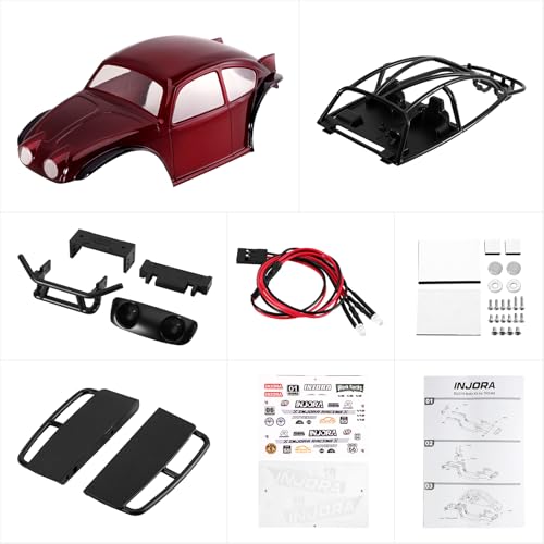 INJORA BUG18 Body with Interior for 1/18 TRX4M Universal LCG Chassis（Burgundy） - color: Burgundy
