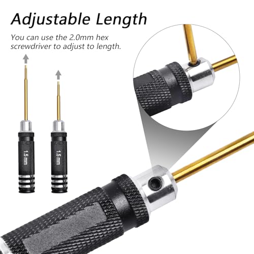 RC Tool Kit Set Hex Driver 0.9mm 1.27mm 1.5mm 2mm 2.5mm & Phillips Head Screwdriver 3mm 4mm for Traxxas Axial SCX24 Redcat WLtoys 1/16 1/18 1/24 RC Truck Crawler