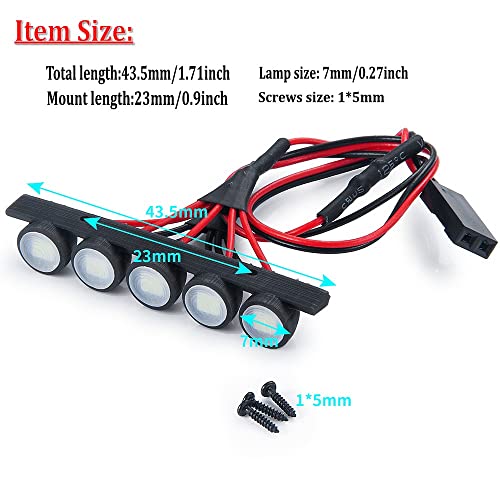 1/24th RC Car Headlights LED Round Roof Rack Lights Lamp White Upgrades for Axial SCX24 AXI00006 Bronco RC Crawler Truck Car Accessories Parts