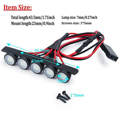 1/24th RC Car Headlights LED Round Roof Rack Lights Lamp White Upgrades for Axial SCX24 AXI00006 Bronco RC Crawler Truck Car Accessories Parts