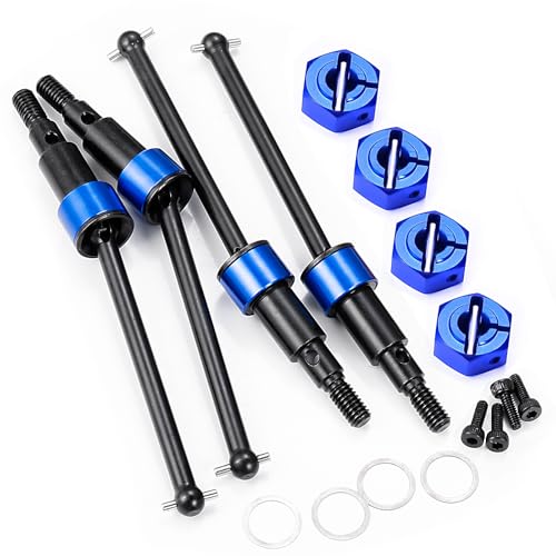 Steel Front Rear CVD Axles Drive Shafts for Arrma 1/18 Granite Grom | Mega 380 Brushed 4x4 Monster Truck RTR Blue Aluminum Wheel Hex - color: Blue