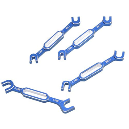 4PCS RC Turnbuckle Wrench, 3.0 3.2 3.5 3.7 4.0 5.0 5.5 6.0mm RC Wrench, Aluminum Alloy Turnbuckle Nut Ball Joint Remover, RC Universal Repair Tool (Blue) - color: Blue