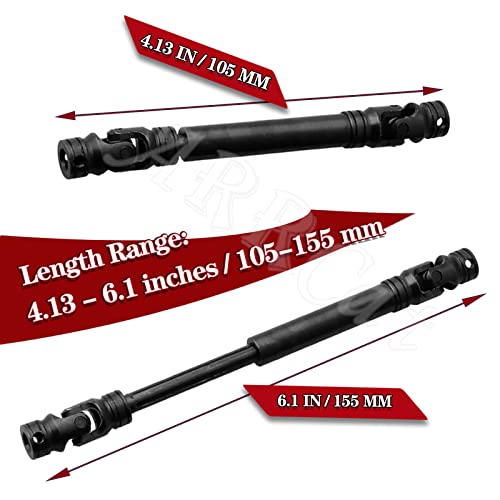 Universal Drive Shaft 2PCS 105-155MM RC Upgrades for 1/10 SCX10 Red cat D90 Gen7 /Pro RC 4WD GEN8 RC Crawler,RC Upgrade Parts Hop-Ups,Steel Full Metal Drive Shaft,Black (105-155 MM,2PCS) - size: 105-155 MM (More Power)