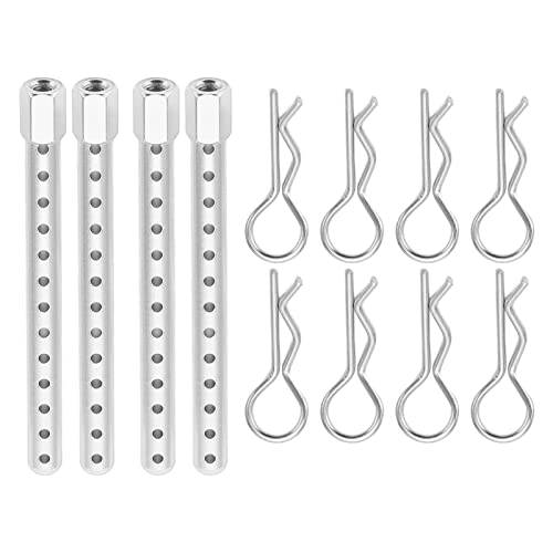 RC Body Post, High Strength Aluminum Alloy Car Shell Column, Adjustable Height Buckle for HSP 1/10 94102 94122 94103 94123 RC Cars Silver - color: Silver