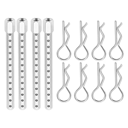 RC Body Post, High Strength Aluminum Alloy Car Shell Column, Adjustable Height Buckle for HSP 1/10 94102 94122 94103 94123 RC Cars Silver - color: Silver