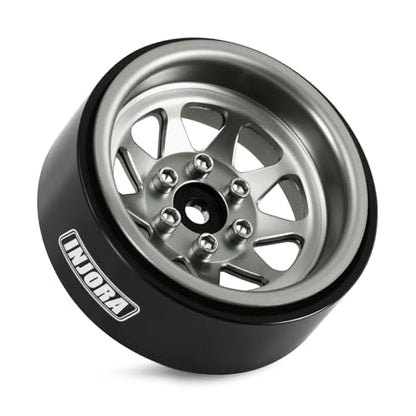 INJORA -4.05mm Offset Steel 1.3" Wheels for 1/24 1/18 RC (Gunmetal Grey) - color: Gunmetal Grey