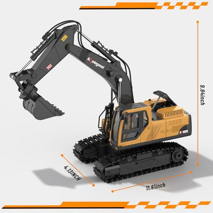 3 in 1 Remote Control Excavator Toy 14 Channel RC Excavator Toy for Boys 3-12 with Bucket/Claw/Drill 2.4GHz Full Functional Construction Vehicles Toys Gift for 6 7 8 9 10 Years Old Kids Boys - size: Small