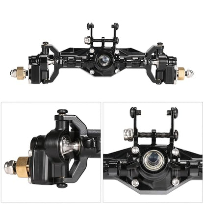 AMK Aluminum TRX4M Axles, CNC TRX4M Portal Axles Front & Rear Set with Steering Link, Aluminum Alloy Housing with Brass Hex for 1/18 RC Crawler TRX4M Defender Bronco Upgrade Parts (Black) - color: Black