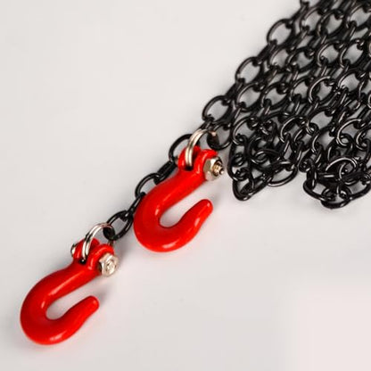High-Simulation Metal Tow Hook + 100cm Chain Kit for 1/10 Scale RC Crawlers – Compatible with Traxxas TRX4, Axial SCX10 Series – Off-Road Recovery & Realistic Upgrade - color: Black