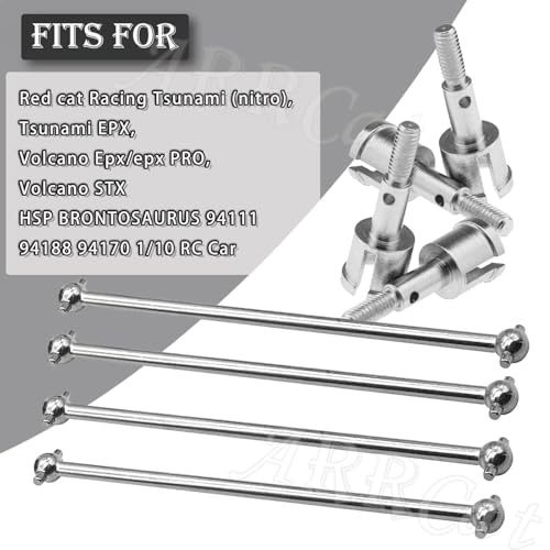 Drive Shaft Upgrades Part for Red cat Volcano Epx/PRO,ARRCat Metal 90MM Dogbones Drive Shaft 08029 & Stub Wheel Axle 02033，RC Hops Up Upgrades Parts Dogbones&Stub Wheel Axle,(90mm, 8-Pack),Silver - color: Silver - (90mm, 8-pack)
