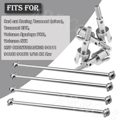 Drive Shaft Upgrades Part for Red cat Volcano Epx/PRO,ARRCat Metal 90MM Dogbones Drive Shaft 08029 & Stub Wheel Axle 02033，RC Hops Up Upgrades Parts Dogbones&Stub Wheel Axle,(90mm, 8-Pack),Silver - color: Silver - (90mm, 8-pack)