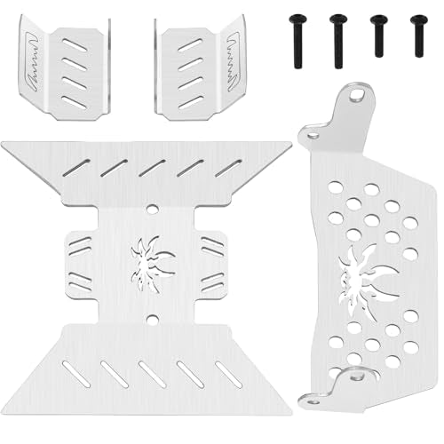 4Pieces ShareGoo Stainless Steel RC Skid Plate,RC Chassis Armor Protector Plate Protection Compatible with Axial SCX10-III AXI03007 1/10 RC Crawler Car