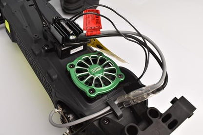Aluminum 6061 Motor Heatsink with Metal Frame Cooling Fan and Protective Cover for Arrma 1/10 Gorgon 4X2 Mega 550 Brushed Monster Truck-ARA3230 Upgrades - Black