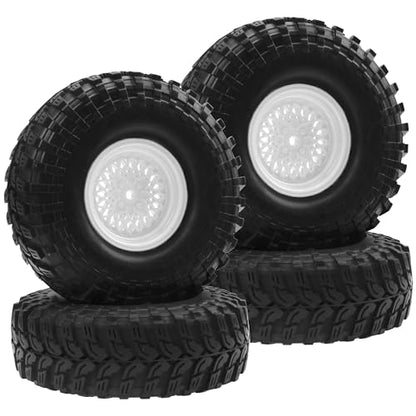 RC 1.9" RC Tires and Wheel Nylon Rims 12mm Hex Hub OD 116mm/4.56" Rubber Tyre Compatible with 1/10 Axial SCX10 RC4WD D90 Tamiya CC01 TF2 Traxxas TRX4 RC Rock Crawler (White) - color: White