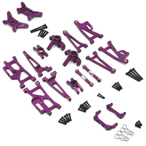 RC Replacement Parts for MJX 14209 14210 1/14 Metal Steering Cup Upper Lower for Swing Arm Set Shock Tower Bracket Body Post RC Car Upgrade Parts Accessories(Purple) - color: Purple