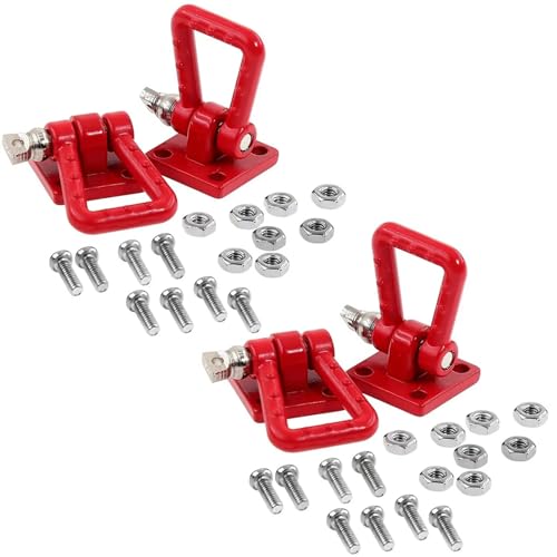 2 Sets Metal Climbing RC Trailer Tow Hook Decorations Accessories for 1/10 Crawler Car Axial SCX10 D90 D110 TRX4 TRX6 Redcat Upgrades Parts(Red) - size: CC01abR