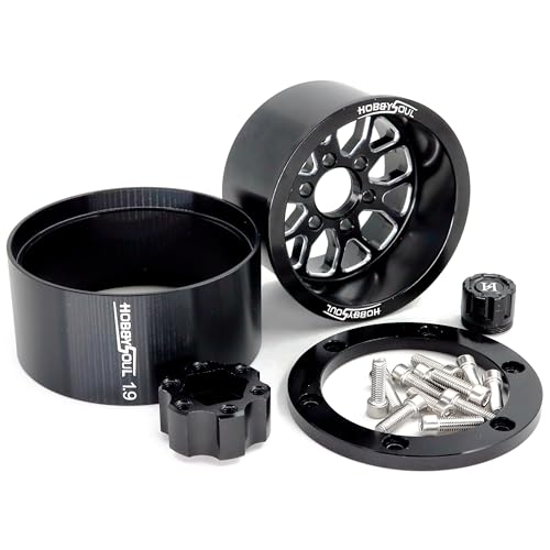 4pcs 1.9 Beadlock Wheels -10.5mm Negative Offset Rims 33mm Wide for RC 1/10 Crawler TRX4 SCX10 Gen8 Upgrades - color: Black