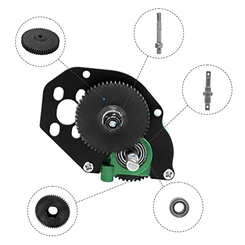 Complete Transmission Gearbox with Steel 0.3 Mod Transmission Gear and Metal Motor Mount for Axial SCX24 Deadbolt C10 JLU Gladiator Bronco 1/24 RC Crawler Car Upgrade (Green) - color: Green