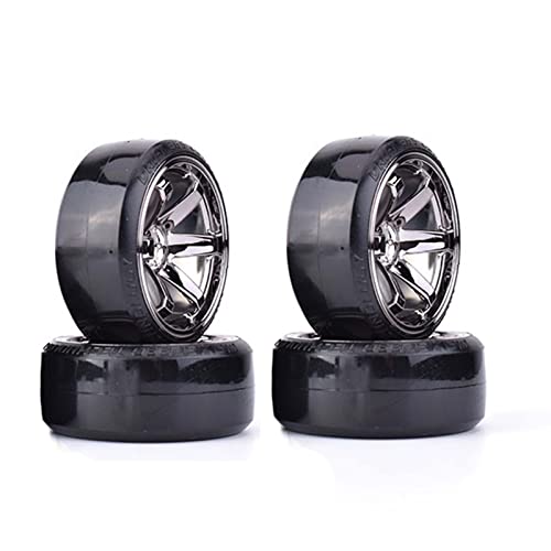 RC Plastic Wheel and Tire Set, 63mm Hard Tyres for 1/10 Drift Car HSP Tamiya HPI Kyosho On-Road Drifting Car (Gray) - color: Gray