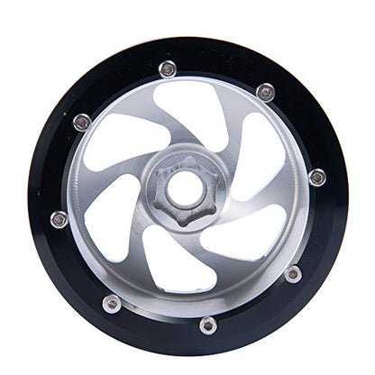 2.2'' Alloy Beadlock Wheel Rims for Axial Wraith SCX10 4WD D90 1/10 RC Car (Silver-Black)