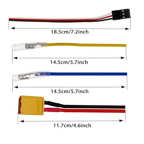 60A Waterproof Brushed ESC，1060 2-3s Electronic Speed Controller Waterproof RTR with XT60 Plug JR Plug for 540/550/380/370 Motors 1/10 Scale RC Crawler Car/Boats/Tanks