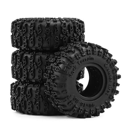 0.7 RC Crawler Tires OD 1.57" 1/30 Super Soft Rubber All Terrain Tyres For 1:30 1/32 Rock Mud Crawler Car Axial SCX30 Upgrades Parts 0.7" inch Beadlock Wheels Rims 4PCS