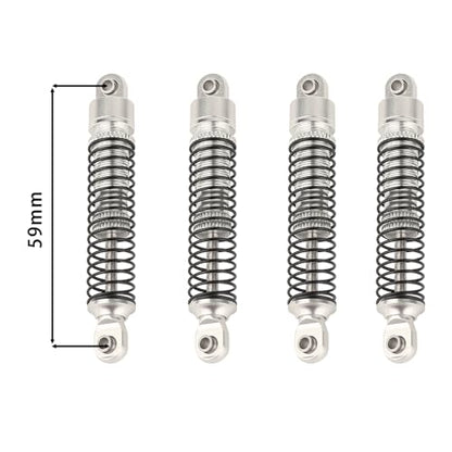 4PCS 59mm Aluminum Shocks Absorbers Long Threaded Oil Damper for 1/18 RC Crawler TRX4M TRX4-M Upgrade Parts (silver) - color: 59mm-silver