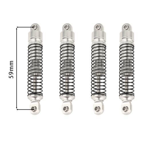 53mm 59mm 66mm 78mm Aluminum Long Threaded Shocks Absorbers Oil Damper for 1/18 RC Crawler TRX4M TRX-4M KUpgrade Parts (59mm-silver) - color: 59mm-silver