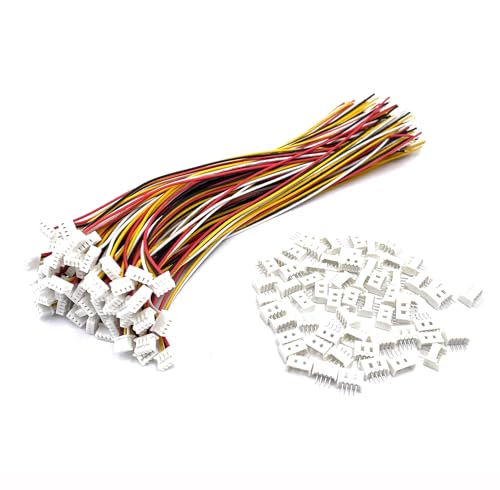60 Pairs MX 1.25mm Pitch Plug Socket Set, Micro MX JST 1.25mm 4 Pin Male and Female Connector Kit with 28AWG 150mm Cable for PCB Wiring - size: 1.25mm Pitch-4Pin-15cm