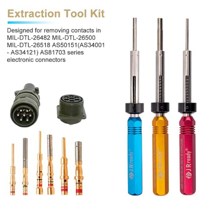 JRready ST5135 Extraction Tool Kit, DRK12B M81969/19-02 DRK16B M81969/19-01 DRK20B M81969/19-06,Terminal Pin Removal Tool Kit | Removes Front Release Contacts, 3 PCS Extraction Tools, DRK12B M81969/19-02, DRK16B M81969/19-01, DRK20B M81969/19-06