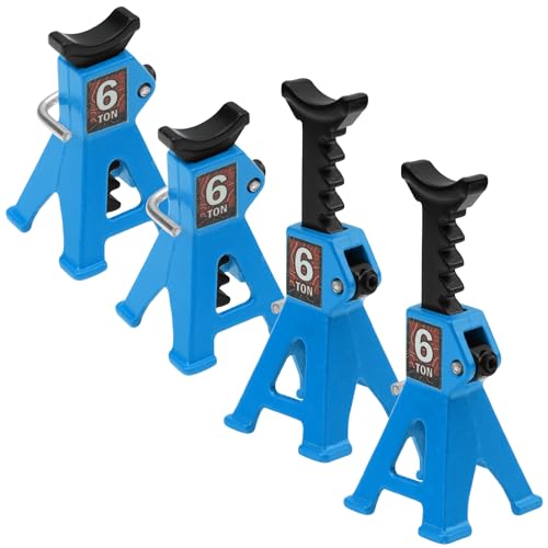 4Pcs ShareGoo 1/24 RC Scale Toy Decoration Metal RC Mini Toy Jack Stands Simulation Compatible with 1/18 1/24 RC Crawler SCX24 AX24 TRX4M FCX24 RC Crawler Car (Blue) - color: Blue