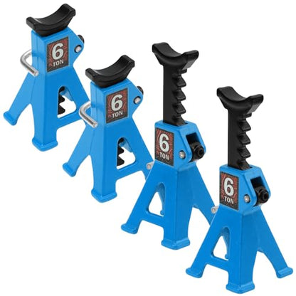 4Pcs ShareGoo 1/24 RC Scale Toy Decoration Metal RC Mini Toy Jack Stands Simulation Compatible with 1/18 1/24 RC Crawler SCX24 AX24 TRX4M FCX24 RC Crawler Car (Blue) - color: Blue