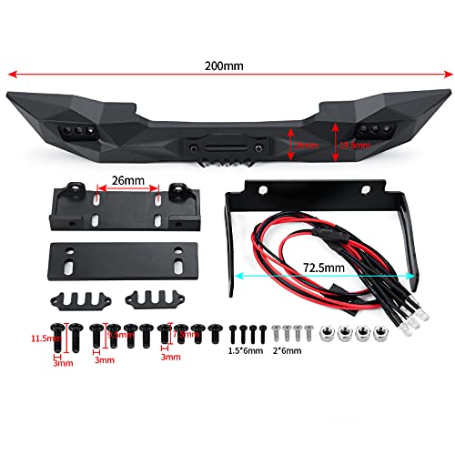 RC-Hub Metal Front Bumper with Led Light for 1/10 Axial SCX10 SCX10 II 90046 90047 TRX4 RC Crawler Car