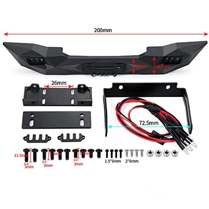 RC-Hub Metal Front Bumper with Led Light for 1/10 Axial SCX10 SCX10 II 90046 90047 TRX4 RC Crawler Car