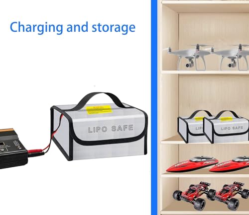 2PCS 185 * 120 * 80mm Lipo Battery Safe Bag Fireproof Charging Bag for RC Lipo Battery Pack Storage Charging Transport, Home Office Travel Lipo Safe Storage Pouch - size: 185x120x80mm (2 pcs)