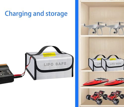 2PCS 185 * 120 * 80mm Lipo Battery Safe Bag Fireproof Charging Bag for RC Lipo Battery Pack Storage Charging Transport, Home Office Travel Lipo Safe Storage Pouch - size: 185x120x80mm (2 pcs)