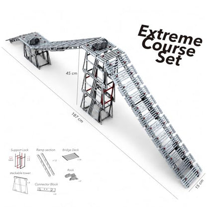 Super Sized RC Bridge Obstacles for 1/30 1/24 1/18 1/12 RC Crawler Trucks, Indoor Rock Crawling Course with Stackable Towers & Ramps (RC Cars Not Included)