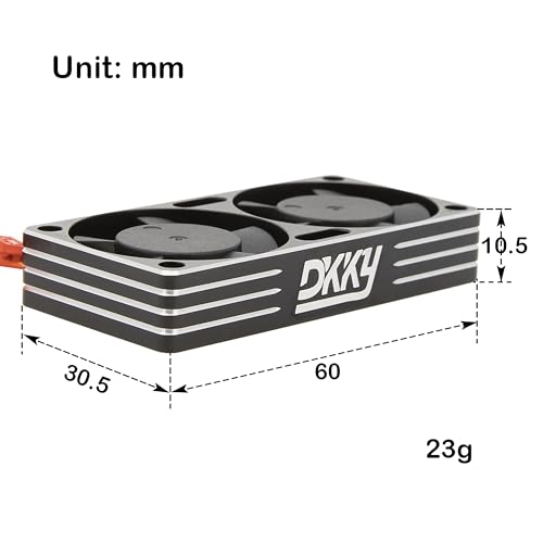 DKKY RC Motor Cooling Fan Heatsink 30mm Dual Fan for ARRMA Axial Traxxas 1/6 1/8 1/10 RC Crawler Car 3650 550 3660 4274 4068 4268 Motor (Black) - color: Black