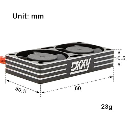 DKKY RC Motor Cooling Fan Heatsink 30mm Dual Fan for ARRMA Axial Traxxas 1/6 1/8 1/10 RC Crawler Car 3650 550 3660 4274 4068 4268 Motor (Black) - color: Black