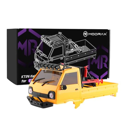 KT24 1/24 Kei Truck Hard Body Shell Kit for 133mm Wheelbase SCX24,YE | Plug-and-Play Lighting, For SCX24 C10/Bronco/Wrangler/Base Camp/4Runner - color: Yellow