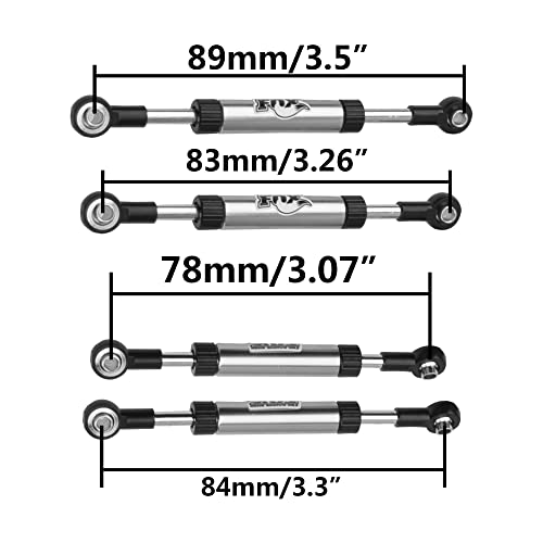 2Pcs Vgoohobby Metal Adjustable Length Servo Linkage Steering Link Rod Compatible with Traxxas TRX4 Axial SCX10 RC4WD D90 Gen8 1/10 RC Crawler Car