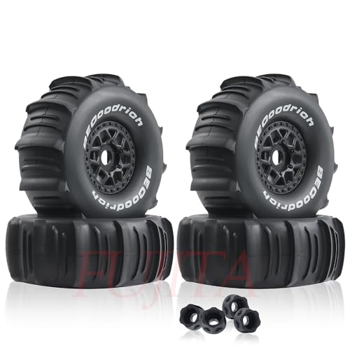 fujita 1/7 1/8 RC Off-Road Truck tyre Set Desert Beach Snow tyre 140mm OD for TRX UDR 85086-4 ARRMA Mojave EXB YK4072 4073 YKDF7 TB7 /17mm hex (Black) - color: Black