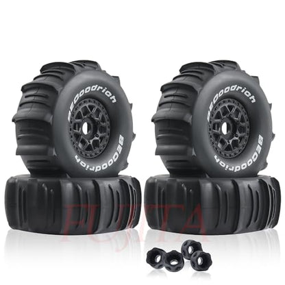 fujita 1/7 1/8 RC Off-Road Truck tyre Set Desert Beach Snow tyre 140mm OD for TRX UDR 85086-4 ARRMA Mojave EXB YK4072 4073 YKDF7 TB7 /17mm hex (Black) - color: Black