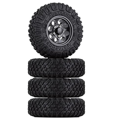 4PCS 1.55inch Tyres Beadlock Plastic Wheel Rims Hub Rubber Tires Set Compatible with 1:10 RC Crawler Axial AX90069 D90 TF2 Tamiya CC01 LC70 MST JIMNY (Black) - color: 85mm-black