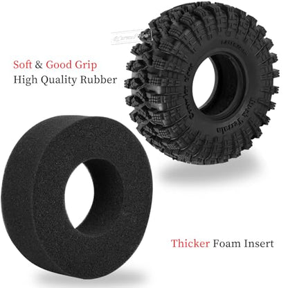 1.9" Beadlock Wheels and Tires 1.9 RC Tire Set for 1/10 SCX10 90046 TRX4 AX103007 TRX6 D90 Gen7 8 MST VS4-10 RC Crawler,1.9 Beadlock Rubber Tyre Alloy Wheel Rims &Ring,Brown w/Black