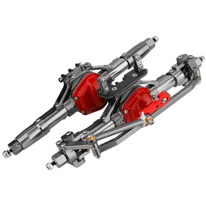 Aluminum Front Rear Complete Axle Set with Enhanced Axle Shaft for Axial SCX10 RC4WD D90 1/10 RC Crawler Upgrade Parts (Titanium)