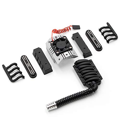 KYX Racing Alloy V8 Engine Motor Heatsinks & Cooling Fan for RC Crawler Car Axial SCX10 II 90046 Wraith D90 Traxxas TRX4 540/550 Motor Accessories