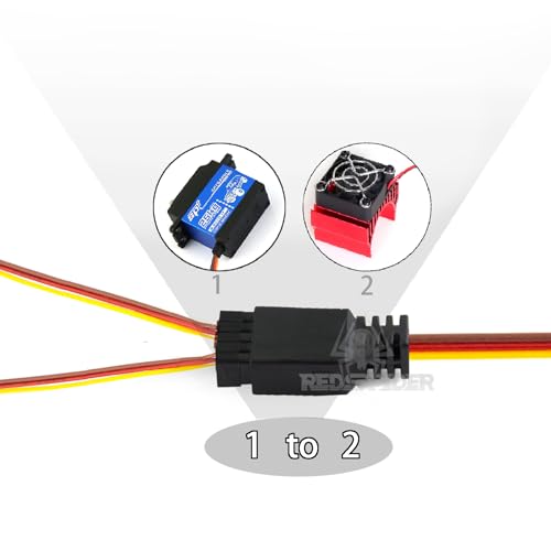 2pcs JR Style Servo Plug Splitter 1 Male to 2/4/5Female Y Harness Leads Y Splitter Cable Lead Wire 350mm for RC Cars Airplane Drone Receiver Servo ESC Cable Servo Fan 2pcs (1 Male to 2Female)