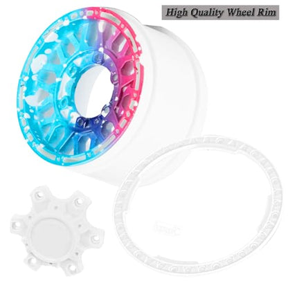 12mm/14mm/17mm RC Truck Wheel Tires for 1/10 Rustler Stampede Hoss,Granite Vorteks Big Rock,Axial Losi Redcat Rc4wd,Hard Plastic RC Truck Tires,RC Monster Truck Car Wheels,4PCS Colour - color: White&color